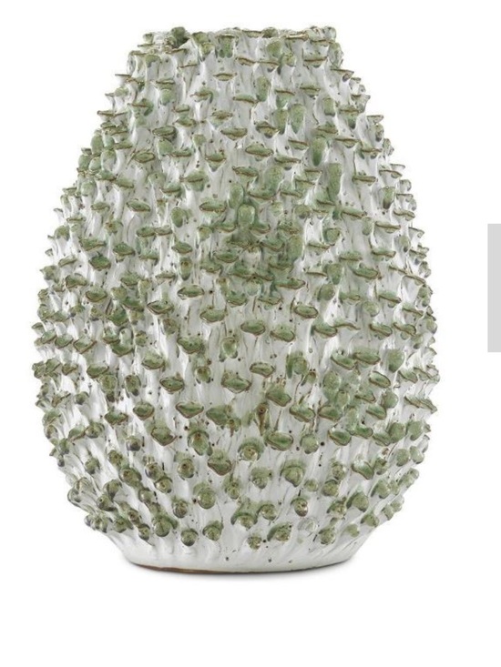 Other - Handcrafted White & Green Textured Ceramic Vase - Home Accents